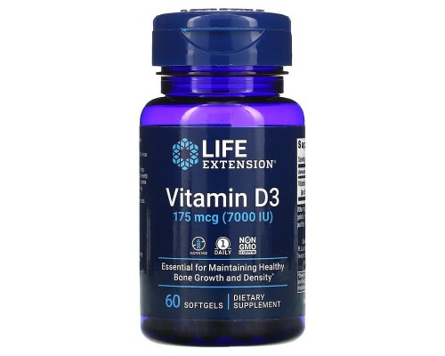 Витамин Д3 Life Extension (Vitamin D3) 7000 МЕ 60 капсул