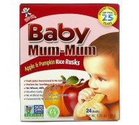 Baby Mum-Mum, рисовые галеты с яблоком и тыквой, Hot Kid, 24 сухарика, 1,76 унции (50 г)