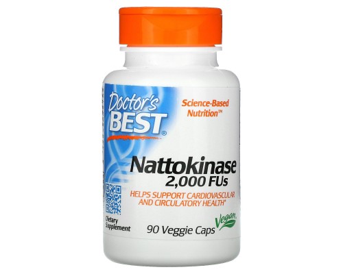 Наттокіназа, Nattokinase, 2000 FUs, Doctor's Best, 90 капсул