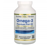 Омега-3 риб'ячий жир преміум-класу California Gold Nutrition (Omega-3 Premium Fish Oil) 240 капсул