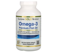 Омега-3 риб'ячий жир преміум-класу California Gold Nutrition (Omega-3 Premium Fish Oil) 240 капсул