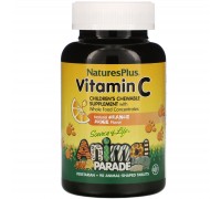 Вітамін С для дітей Nature's Plus (Children's chewable vitamin C, animal parade) 250 мг 90 жувальних таблеток зі смаком апельсину