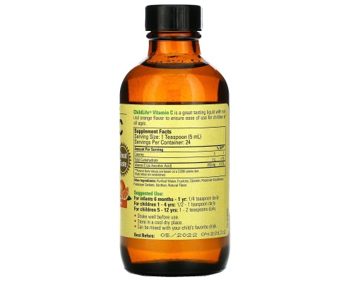 Вітамін C з апельсиновим смаком ChildLife (Liquid Vitamin C Natural Orange) 118,5 мл