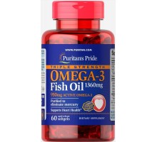 Омега-3 рыбьего жира тройной силы Puritan's Pride (Omega-3 Fish Oil) 1360 мг 60 мягких капсул