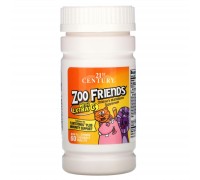 Мультивітаміни Zoo Friends для дітей з додатковим вітаміном C 21st Century (Zoo Friends with Extra C Orange) 60 жувальних таблеток