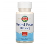 Метилфолат, Methyl Folate, KAL, 800 мкг, 90 таблеток