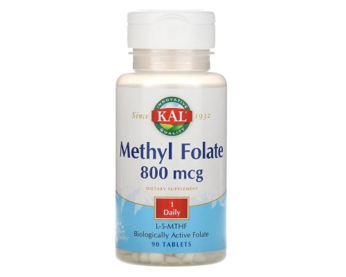 Метилфолат, Methyl Folate, KAL, 800 мкг, 90 таблеток