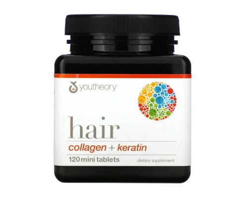 Youtheory, Hair, Collagen + Keratin, 120 Mini Tablets