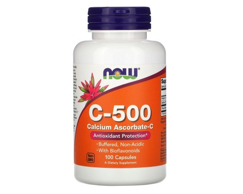 Вітамін C-500 аскорбат кальцію Now Foods (Calcium Ascorbate-C) 500 мг 100 капсул