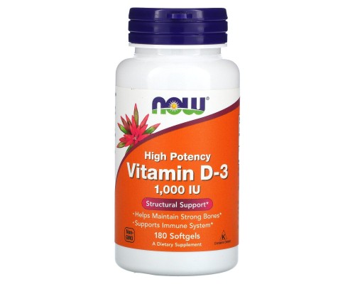 Витамин Д3 Now Foods (Vitamin D-3) 1000 МЕ 180 желатиновых капсул