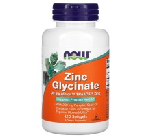 Глицинат цинка Now Foods (Zinc Glycinate) 30 мг 120 гелевых капсул