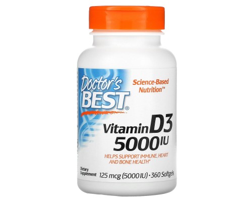 Витамин D3 Doctor's Best (Vitamin D3) 5000 МЕ 360 капсул