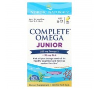 Nordic Naturals, Complete Omega Junior, для детей 6–12 лет, со вкусом лимона, 283 мг, 90 мини-капсул