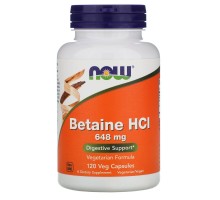 Бетаїн HCL Now Foods (Betaine HCL) 648 мг 120 вегетаріанських капсул