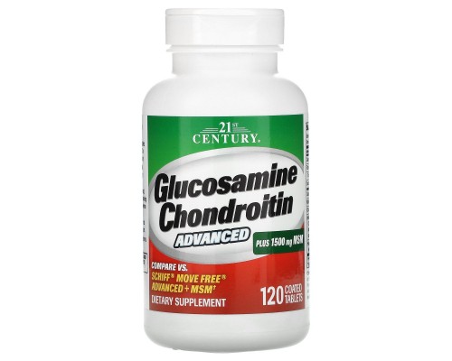 Глюкозамин Хондроитин с МСМ улучшенный 21st Century (Advanced Glucosamine Chondroitin plus MSM) 120 таблеток