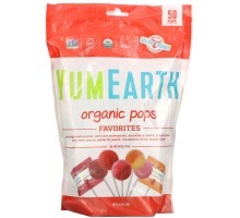 Чупачупсы с разными фруктовыми вкусами органик YumEarth (Pops) 50 шт 349 г