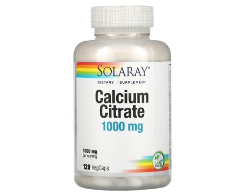 Кальций цитрат, Calcium Citrate, Solaray, 1000 мг, 120 вегетарианских капсул