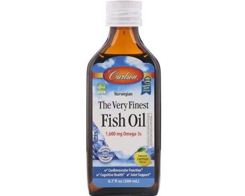 Рыбий жир норвежский со вкусом лимона Carlson Labs (Fish Oil) 200 мл