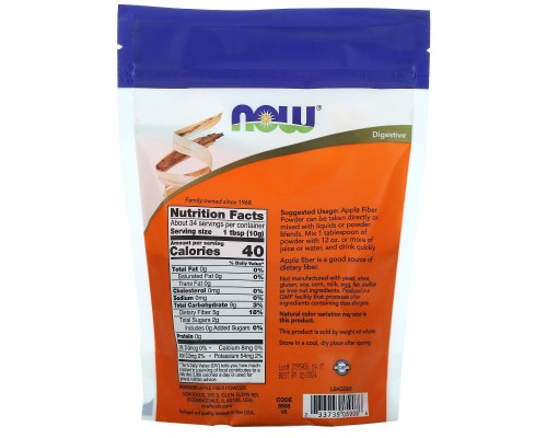 Яблочная клетчатка Now Foods (Pure Apple Fiber) 340 г