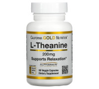 Теанін California Gold Nutrition (L-Theanine AlphaWave Supports Relaxation Calm Focus) 200 мг 60 вегетаріанських капсул