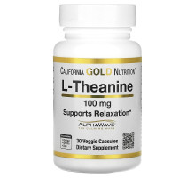 Теанін California Gold Nutrition (L-Theanine AlphaWave Supports Relaxation) 100 мг 30 вегетаріанських капсул