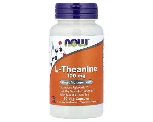 Теанін NOW Foods (L-Theanine Stress Management) 100 мг 90 вегетаріанських капсул