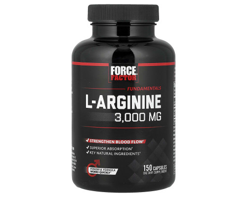 Аргінін Force Factor (L-Arginine) 3000 мг 150 капсул