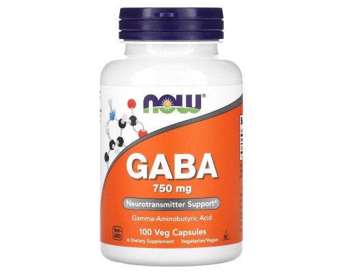 Гамма-аміномасляна кислота (ГАМК) Now Foods GABA 750 мг, 100 рослинних капсул Гамма-аміномасляна кислота (ГАМК) Now Foods GABA 750 мг, 100 рослинних капсул