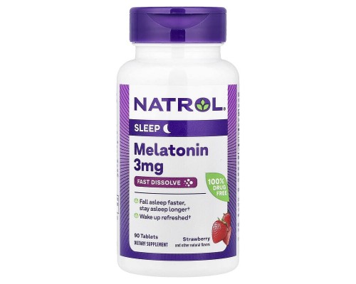 Мелатонин Natrol (Melatonin) 3 мг, 90 таблеток со вкусом клубники Мелатонин Natrol (Melatonin) 3 мг, 90 таблеток со вкусом клубники
