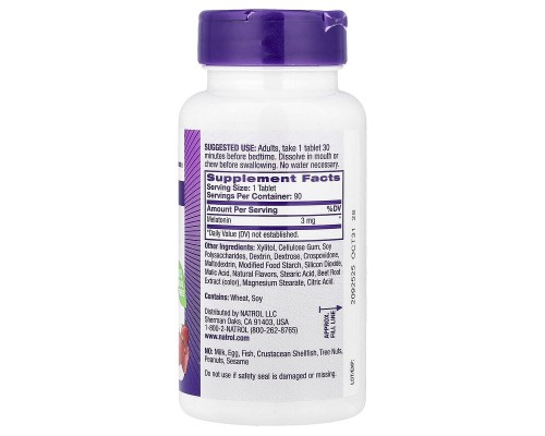 Мелатонин Natrol (Melatonin) 3 мг, 90 таблеток со вкусом клубники Мелатонин Natrol (Melatonin) 3 мг, 90 таблеток со вкусом клубники
