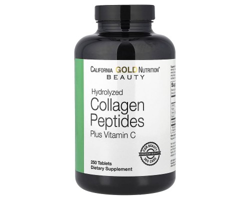 Гідролізовані колагенові пептиди + вітамін С тип 1 і 3 California Gold Nutrition 250 таблеток