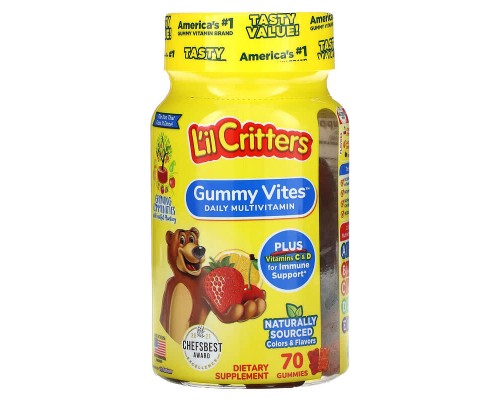 Мультивитаминный комплекс Gummy Vites для детей L'il Critters, 70 жевательных конфет со вкусом ассорти