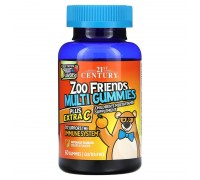 Мультивітаміни Zoo Friends з вітаміном С 21st Century 60 жувальних таблеток зі смаком натуральних фруктів