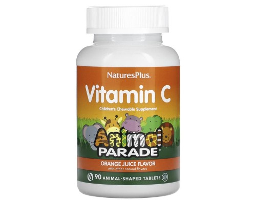 Вітамін С для дітей Nature's Plus 250 мг, 90 жувальних таблеток зі смаком апельсинового соку Вітамін С для дітей Nature's Plus 250 мг, 90 жувальних таблеток зі смаком апельсинового соку