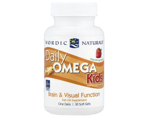 Омега для дітей "Daily Omega Kids" Nordic Naturals 500 мг, 30 капсул зі смаком натуральних фруктів Омега для дітей "Daily Omega Kids" Nordic Naturals 500 мг, 30 капсул зі смаком натуральних фруктів