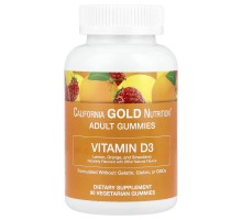 Вітамін D3 для дітей 1000 ME (в 1 таблетці) California Gold Nutrition, 90 жувальних таблеток зі смаком лимона, апельсина та полуниці