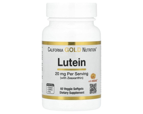 Лютеїн із зеаксантином California Gold Nutrition (Lutein/Zeaxanthin) 20 мг 60 рослинних м'яких таблеток