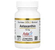 Астаксантин (чистый исландский) California Gold Nutrition 12 мг, 30 вегетарианских капсул