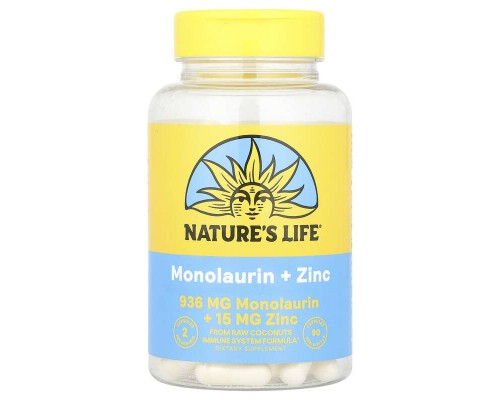 Монолаурин з Цинком Nature's Life 90 капсул