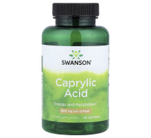 Каприловая кислота Swanson (Caprylic Acid) 600 мг, 60 мягких капсул