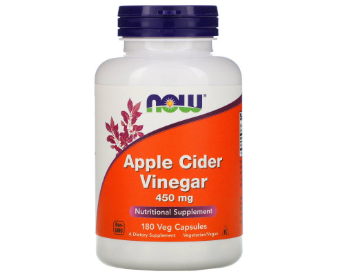 Яблочный уксус Now Foods (Apple Cider Vinegar) 450 мг 180 капсул
