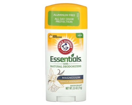 Дезодорант із натуральними дезодорувальними речовинами, магній Essentials Arm & Hammer 71 г з ванілю та сандаловим деревом Дезодорант із натуральними дезодорувальними речовинами, магній Essentials Arm & Hammer 71 г з ванілю та сандаловим деревом