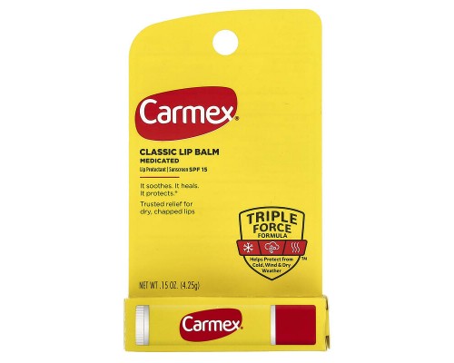 Классический бальзам для губ, лечебный, SPF 15 Carmex, 4,25 г Классический бальзам для губ, лечебный, SPF 15 Carmex, 4,25 г
