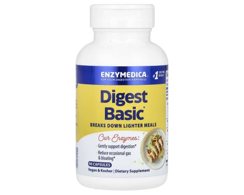 Основна ферментна формула Digest Basic Enzymedica – 90 капсул для здорового травлення