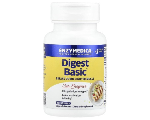 Основна ферментна формула Digest Basic Enzymedica – 30 капсул для підтримки травлення
