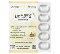 Пробиотики LactoBif California Gold Nutrition 5 млрд КОЕ, 10 вегетарианских капсул