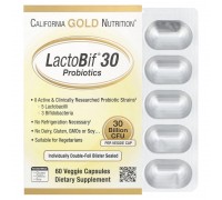 Пробиотики LactoBif California Gold Nutrition 30 млрд КОЕ, 10 вегетарианских капсул