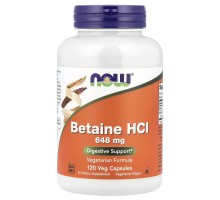 Бетаїну гідрохлорид Now Foods (Betaine HCL) 648 мг, 120 вегетаріанських капсул
