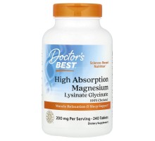 Магний с высокой степенью усвоения Doctor's Best 100 мг, 240 таблеток