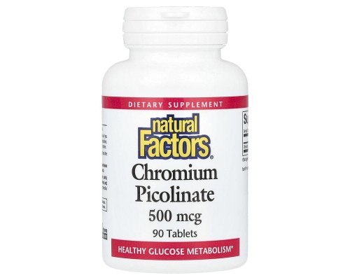Піколінат хрому Natural Factors 500 мкг – 90 таблеток для підтримки нормального рівня цукру в крові